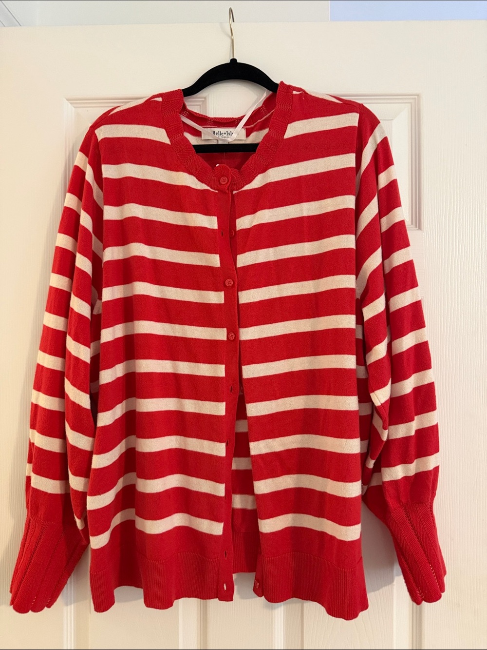 torrid Red & Cream Striped Button-Up Cardigan
